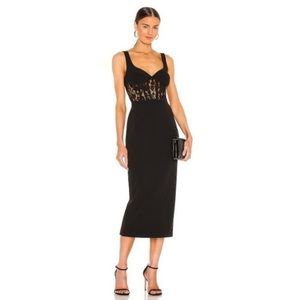 BARDOT CORSET LACE PANEL DRESS IN BLACK US 10